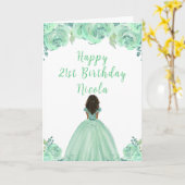 ダークスキンプリンセスミントフローラバースデーパーティー カード (黄色い花)