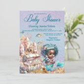 ダークスキンマーメイドプリンセスベビーシャワー 招待状 (スタンド正面)