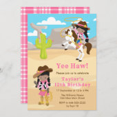 ダークスキン女性のカーボーイ誕生日パーティー 招待状 (正面/裏面)