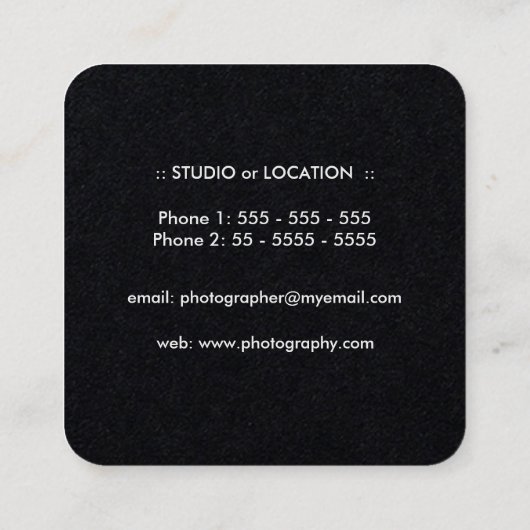 ダークスクエアウォーターカラーカメラフォトグラファー スクエア名刺 (裏面)