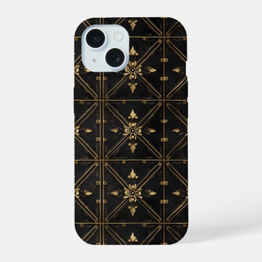 ダークスクエアパターン iPhone 15ケース (裏面)