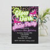 ダークスケートのグローパーティー誕生日招待状 招待状 (スタンド正面)