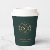 ダークスタイリッシュグリーン企業の企業のロゴ 紙コップ (裏面)