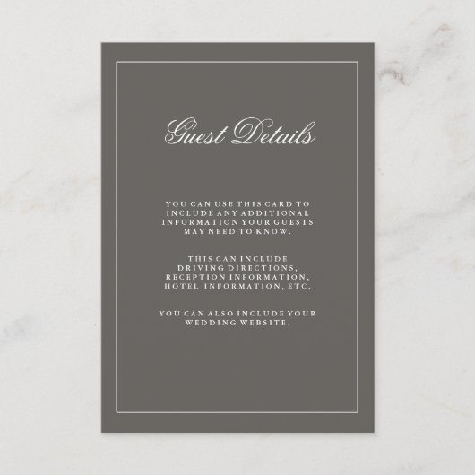 ダークスタイリッシュグレイ結婚のゲスト情報 エンクロージャーカード (正面)