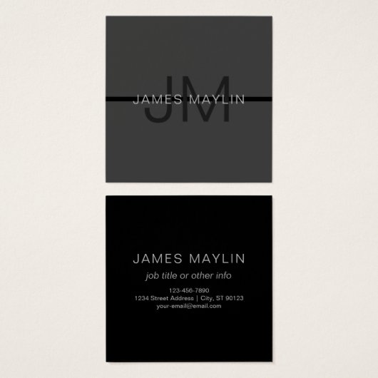 ダークスタイリッシュグ男らし・グレイ名&モノグラム (正面&裏面)