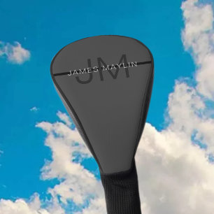 ダークスタイリッシュグ男らし・グレイ名&モノグラム ゴルフヘッドカバー