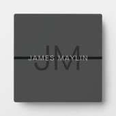 ダークスタイリッシュグ男らし・グレイ名&モノグラム フォトプラーク (正面)