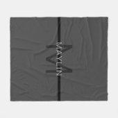 ダークスタイリッシュグ男らし・グレイ名&モノグラム フリースブランケット (正面(横))