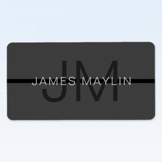 ダークスタイリッシュグ男らし・グレイ名&モノグラム ラベル