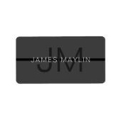 ダークスタイリッシュグ男らし・グレイ名&モノグラム ラベル (正面)