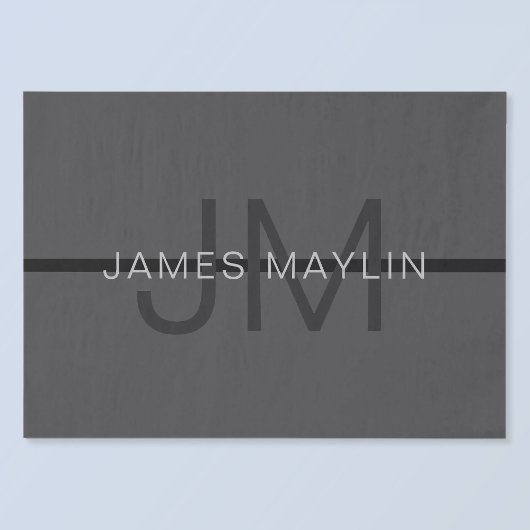 ダークスタイリッシュグ男らし・グレイ名&モノグラム 薄葉紙