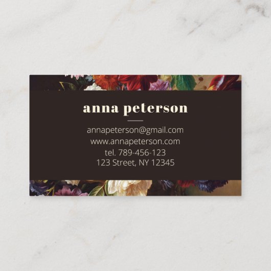 ダークスタイリッシュシッエレガントク緑豊かなフローラフローリスト 名刺 (裏面)