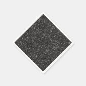 ダークスタイリッシュシルバーグレーブラックグリッター スタンダードカクテルナプキン (角)