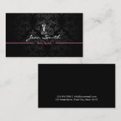 ダークスタイリッシュダマスク美容師名刺v2 名刺 (正面/裏面)