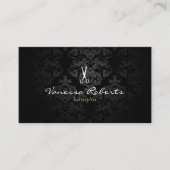 ダークスタイリッシュダマスク美容師 名刺 (正面)