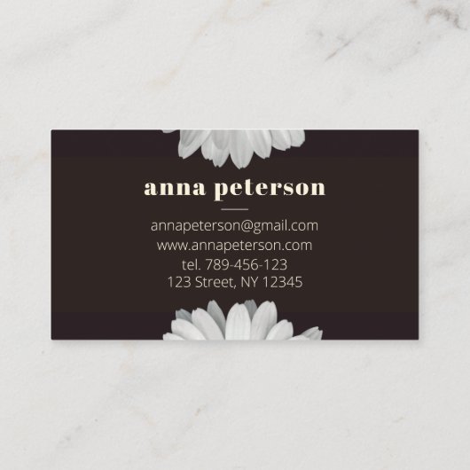 ダークスタイリッシュデイジーエレガントフローラフローリスト 名刺 (裏面)