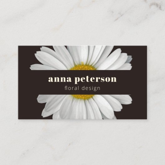 ダークスタイリッシュデイジーエレガントフローラフローリスト 名刺 (正面)