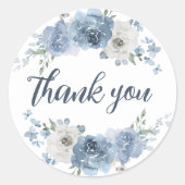 ダークスタイリッシュブルーアイボリーフローラありがとう ラウンドシール (正面)