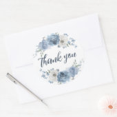 ダークスタイリッシュブルーアイボリーフローラありがとう ラウンドシール (封筒)