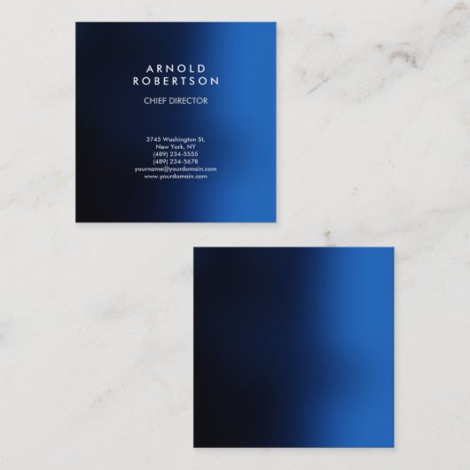 ダークスタイリッシュブルーモダンプロフェッショナル スクエア名刺 (正面/裏面)