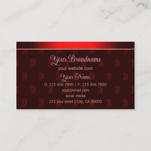 ダークスタイリッシュレッド、モノグラムプロフェッショナルモダン 名刺 (裏面)