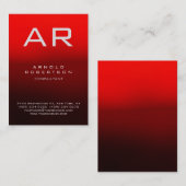 ダークスタイリッシュ・レッドモダン・モノグラム・ビジネス・カード 名刺 (正面/裏面)