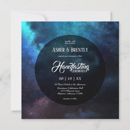 ダークスターリーブルーネブラハンドストモダンング 招待状 (正面)