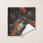 ダークスチルライフフローラ装飾用クッション バスタオルセット (ウォッシュタオル)