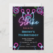 ダークストライクボーリング誕生会で輝く 招待状 (正面)