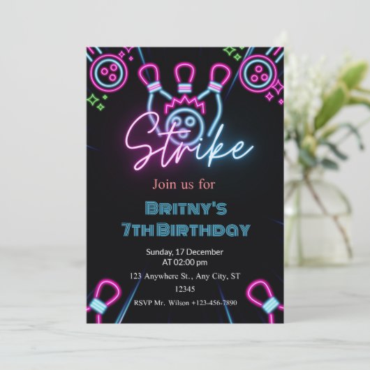 ダークストライクボーリング誕生会で輝く 招待状 (スタンド正面)