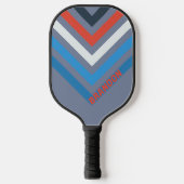 ダークストライプのノスタルジックヴィンテージ山形（名前あり） ピックルボールラケット (正面)