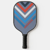 ダークストライプのノスタルジックヴィンテージ山形（名前あり） ピックルボールラケット (裏面)