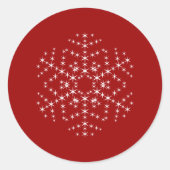 ダークスノーフレークデザイン赤と白。 ラウンドシール (正面)