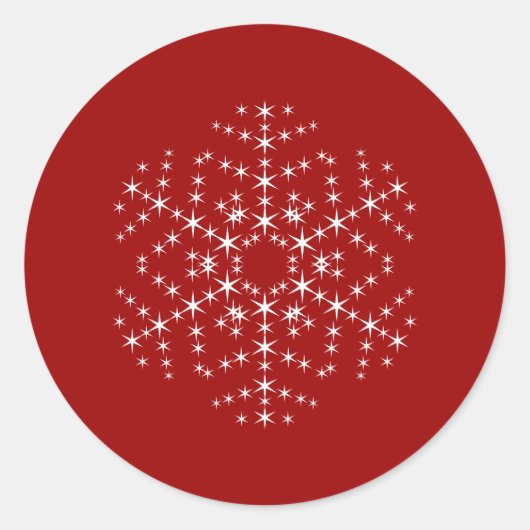 ダークスノーフレークデザイン赤と白。 ラウンドシール (正面)
