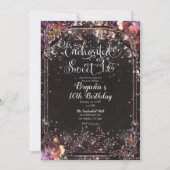 ダークスパークルグリッターグラムライトスウィート16パーティー 招待状 (正面)