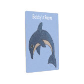 ダークスパーフェイククルブルーホワイトかわいいジャンピングイルカ メタルプリント (3/4)