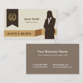 ダークスーツレディー金ゴールドフェイクリブラローレル弁護士 名刺 (正面/裏面)