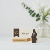 ダークスーツレディー金ゴールドフェイクリブラローレル弁護士 名刺 (スタンド正面)