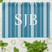 ダークセウルアビクトリアンンストライプバタフライモノグラム キッチンタオル (折り畳み)