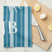 ダークセウルアビクトリアンンストライプバタフライモノグラム キッチンタオル (四つ折り)