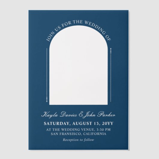 ダークセルーリアンアーチピーカブー結婚非公式 ベラム紙招待状 (正面)