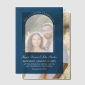 ダークセルーリアンアーチピーカブー結婚非公式 ベラム紙招待状 (オフセット (カップル))