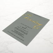 ダークセージとゴールドフォイルエレガントな結婚式 箔招待状 (回転した状態)