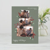 ダークセージのフォトコラージュと果実と緑 シーズンカード (スタンド正面)