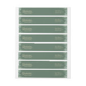 ダークセージグリーン植物卒業住所 シール ラップアラウンドラベル (シート)