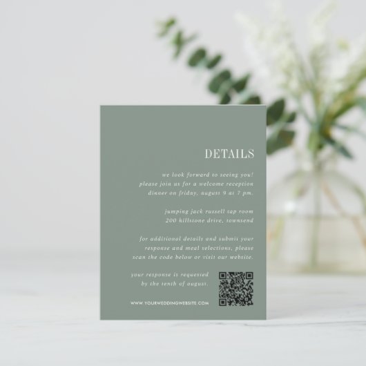 ダークセージグリーン | All-in-Oneの結婚詳細 エンクロージャーカード (スタンド正面)