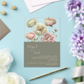 ダークセージピンク&セージフローラ牡丹アクリル アクリル招待状 (インサイチュ (ウェディング))