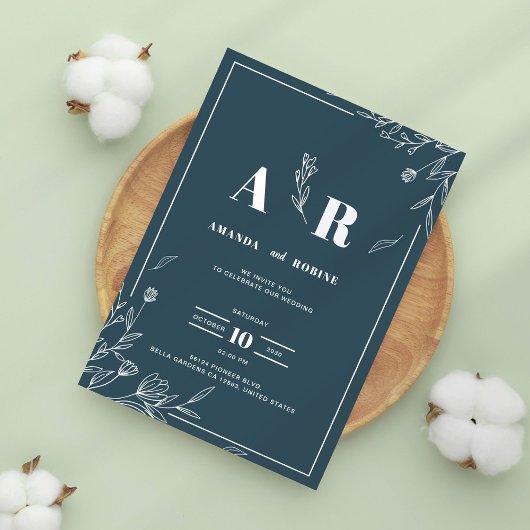ダークセージボタニカル結婚式招待状 招待状