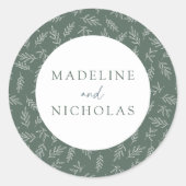 ダークセージモダンミニマル植物学結婚院 ラウンドシール (正面)