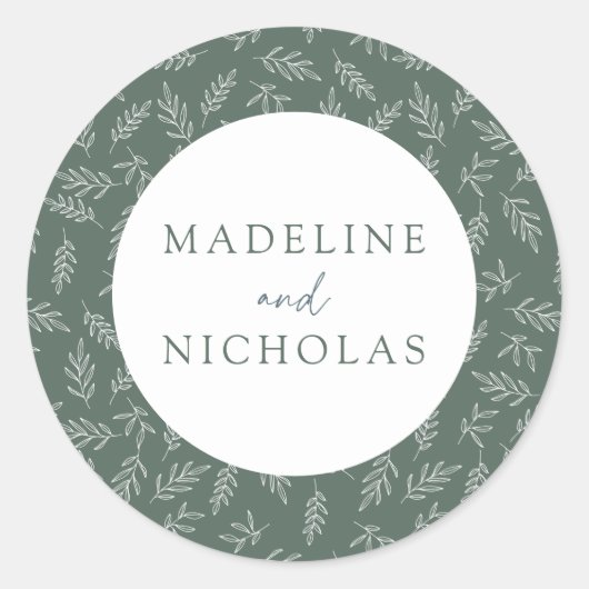 ダークセージモダンミニマル植物学結婚院 ラウンドシール (正面)